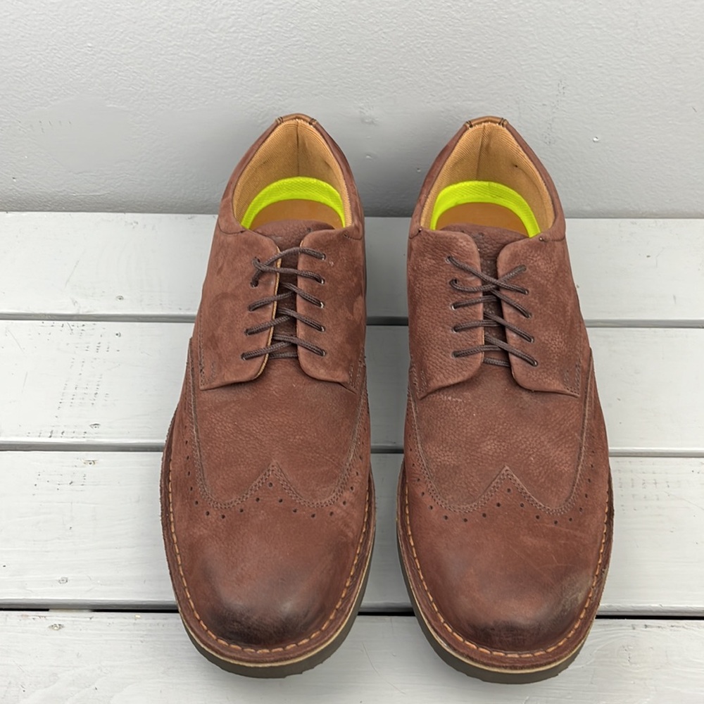 Florsheim Men’s Size 11 Light Brown Brushed Leather Comfortech Wing Tip Oxford